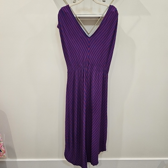 Mossimo Hi Lo Chevron Stripe V Neck Cap Sleeve Dress Purple Pink Size Medium - Picture 5 of 8